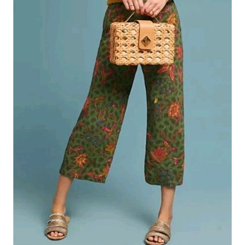 Anthropologie Ett Twa Schuyler Printed Pants Size Small Green Floral Ett:Twa